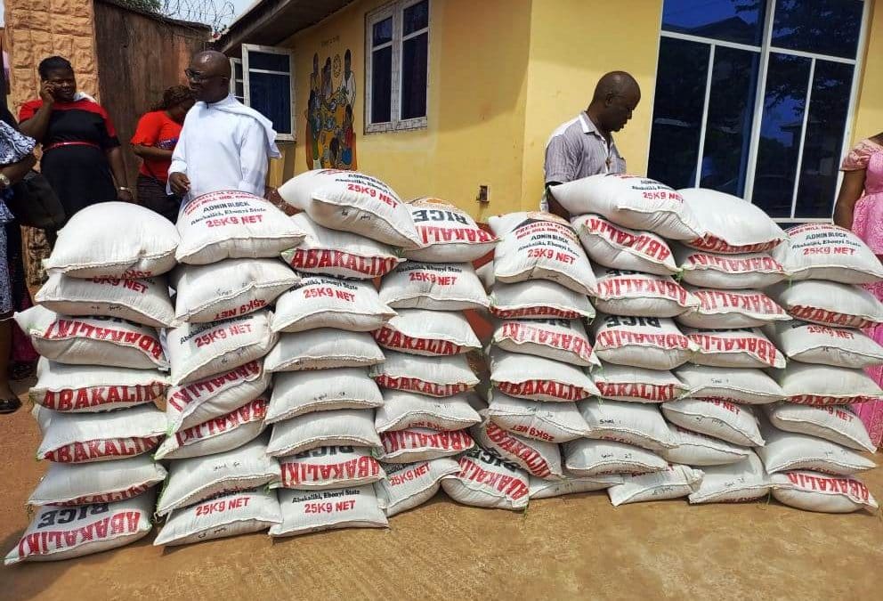 CIDJAP donates 100 bags of rice teachers of St. Leo the Great Parish group of schools and some indigent parishioners