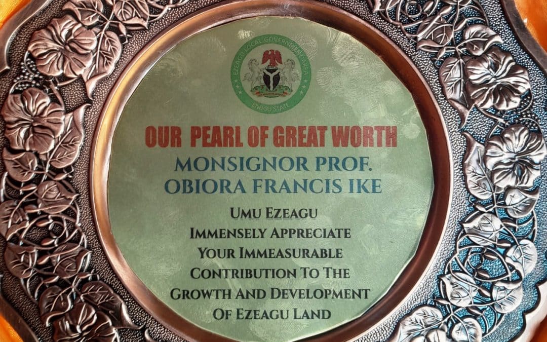 Msgr. Obiora Ike Honoured with “Our Pearl of Great Value” Award